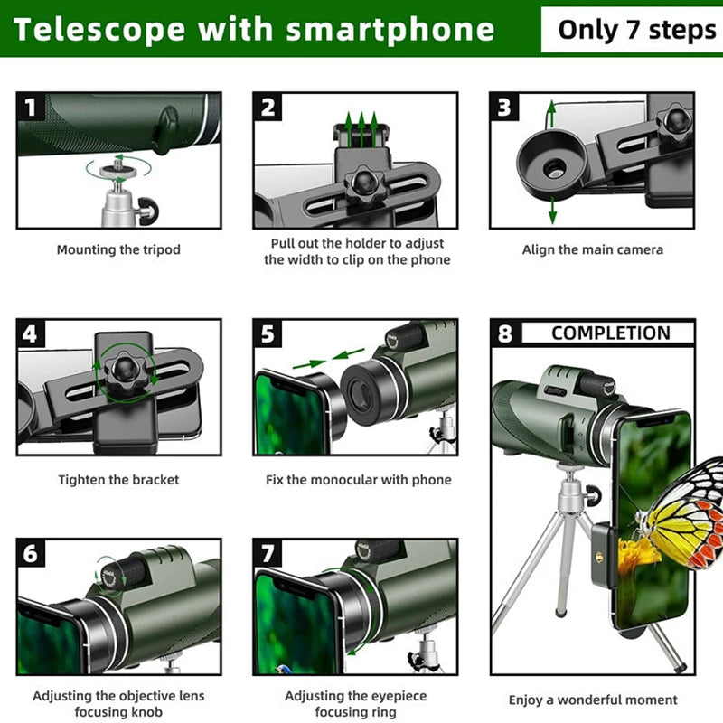 Telescópio Portátil Zoom HD 5000M Dobrável de Longa Distância, Mini e Poderoso, Ideal para Caça, Esportes ao Ar Livre, Camping e Viagem